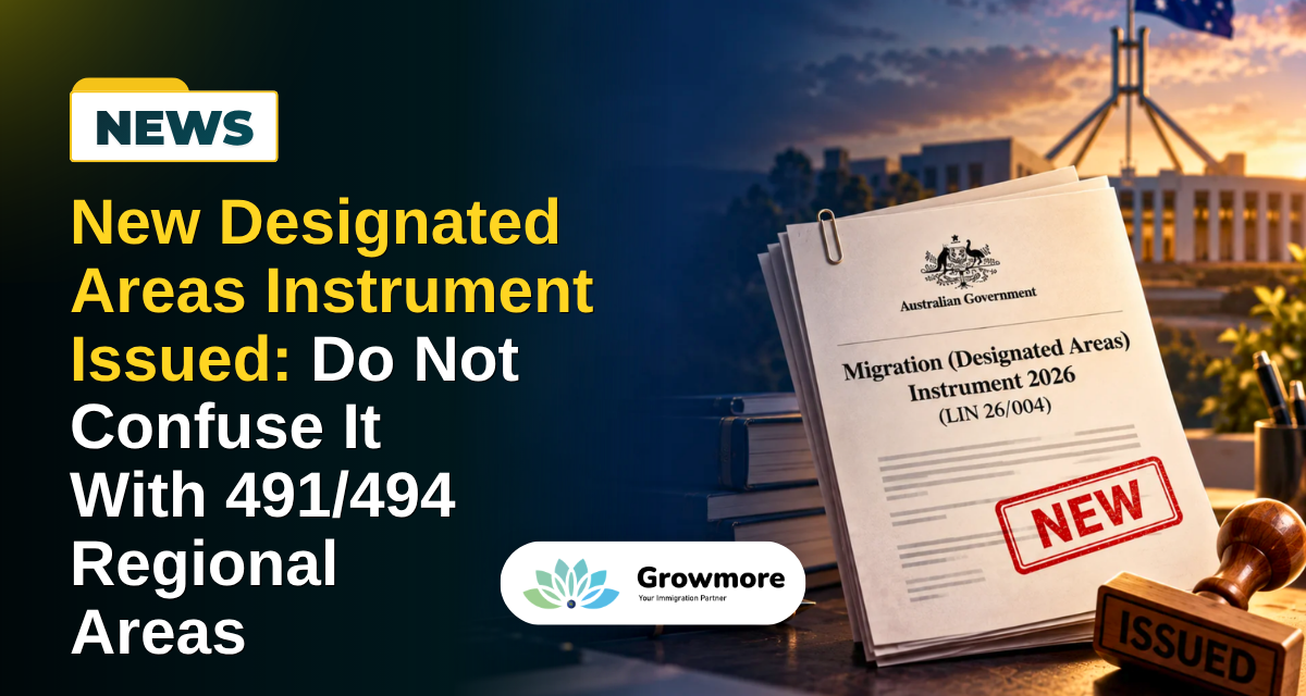 New Designated Areas Instrument Issued: Do Not Confuse It With 491/494 Regional Areas